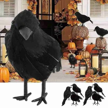 1 buc Black Crow Fals Pasăre Jucărie Casa Bantuita de Halloween Petrecere de Decor elemente de Recuzită în aer liber de Halloween Decor Simulare Decor