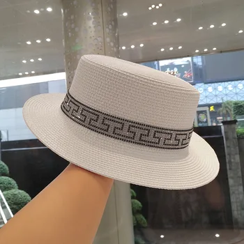 2021 Noi De Vara Femei Pălării Sequin Vizor Capac Refuz De Jazz De Călătorie Anglia Pearl Beach Capace Pălărie De Paie Femei Casual Panama Pălărie De Soare