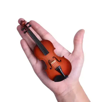 Mini Vioara Model in Miniatura Vioara Clasica Replica Decor Display Mini Instrument Muzical Ornamente cu Stand Caz