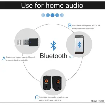 KN318 compatibil Bluetooth Receptor Audio Dual de Ieșire AUX USB Stereo Auto Hands-Free apeluri Microfon Wireless Adapter