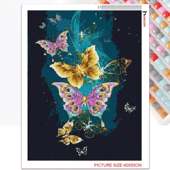 Huacan Complet Piața Diamant Pictura Fluture 5D DIY Diamant Broderie Art Kituri de Mozaic lucrate Manual, Cadou