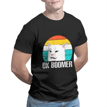 Ok Boomer Femeie Striga La Masa De Cină Pisica Amuzant T-Shirt De Imprimare De Moda Negru De Cosplay Guler Rotund Bărbați Îmbrăcăminte 13227