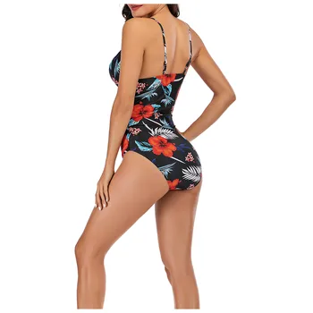 2021 Sexy Flower Print-O singură Bucată de costume de Baie Gol Afară de Costume de baie, Body Feminin Push-Up Monokini Talie Mare Costume de Baie #TG