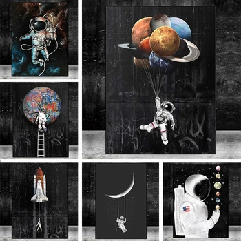 Astronaut Spațiu De Vis Panza Pictura Creative Pop-Arta De Perete Poster Dormitor Living Home Decor Mural(Fara Rama)