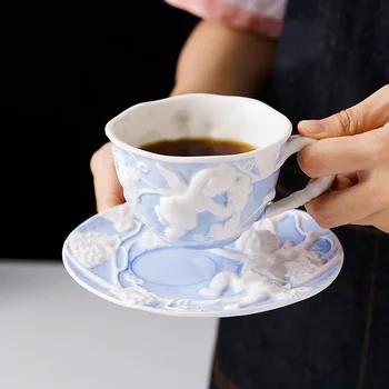 Angel Set De Ceai De Relief Ceainic Ceramic Ceașcă De Cafea Farfurie Engleză Ceașcă De Ceai Retro Ceainic Set Mobilier Acasă După-Amiaza Ceai, Tacamuri