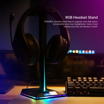 RGB Căști Sta cu 3.5 mm AUX USB Porturi pentru Căști Suport Pentru Jucătorii de Jocuri PC Accesorii de Birou Touch Dimmer Detasabila