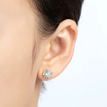 Luomansi S925 Argint Cercei Stud Clasic Patru Dinți 0.5 CT Moissanite Trecut Diamant Test Femei Bijuterii de Mare