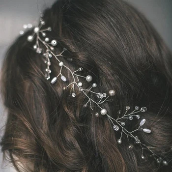 35cm Nunta Accesorii de Par Cristal Pearl Păr Centura de Nunta Mireasa Ornamente de Păr de Păr Bijuterii mireasa Frizură Benzi