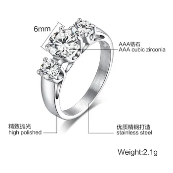 Oamenii inel zirconiu Cubi bijuterii din oțel inoxidabil inele de logodna pentru femei