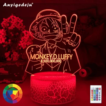 Noi Pirate Monkey D. Luffy Figura Copii Lumina de Noapte Led-uri Alimentat de la Baterie Senzor Tactil Veioza pentru Decor Acasă 3d Lampa Luffy