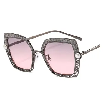 HBK Metal Moda Pearl Gol ochelari de Soare pline de culoare Ambarcațiuni Doamnelor Modă de Lux Ochelari de Soare Personalizate Epocă Ochelari de UV400
