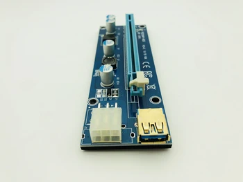 10BUC Aur VER009S PCI Express PCIE, PCI-E Riser Card 009s Molex 6pini la SATA 1X 16X USB3.0 Extender Adaptor cu LED-uri pentru BTC Mining