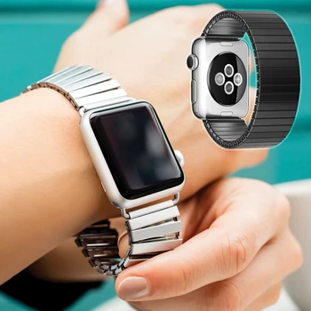 Curea elastica pentru Apple Watch Band 44mm 42mm 38mm 40 mm Bratara pentru Iwatch 6 5 4 3 SE Lux de Expansiune din Oțel Inoxidabil Curea