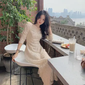 Yocalor Femei De Moda Rochie De Petrecere De Seara, Rochie Eleganta Midi Broderie Florale Designer Drees Coreean 2021 Vara Vestido