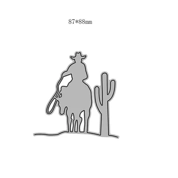 2021 Nou Desert Cactus Cowboy Vest de Tăiere de Metal Moare pentru Scrapbooking Decor și Luare de Card Ambarcațiuni de Hârtie Relief Timbre