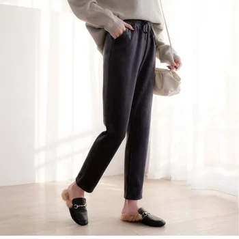 Solid Gros De Bumbac Elastic Talie Pantaloni Harem Pentru Femei De Iarnă Casual Moale Confort Pantaloni Sudoare Simplu Nou Brand De Calitate Cald Pantaloni