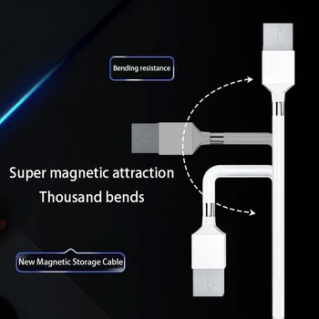 Magnetic Cablu Auto de Stocare 3A Încărcare Rapidă Pentru Huawei Samsung Xiaomi USB de Tip C Cablu de Sine Magnet Pentru Telefonul Mobil iPhone Cablu