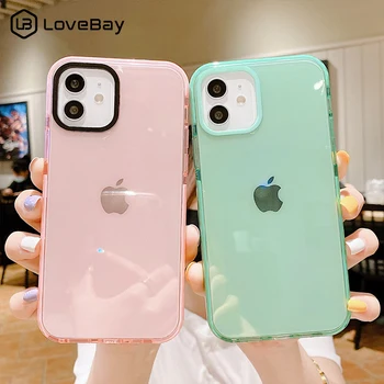 Lovebay Transparent Culoare Solidă Telefon Caz Pentru iPhone 11 12 Pro Max XR XS X Max 7 8 Plus SE2020 Clar TPU Moale Bara de protecție Capacul din Spate