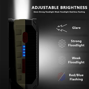 USB Lanternă de Lucru ȘTIULETE de Iluminat Portabil cu Lanterna LED-uri Reglabile Impermeabil Felinar Camping Magnet Design Alimentat de Afișare