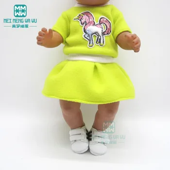 Papusa haine se potrivesc 43cm jucărie copil nou-născut papusa si 45cm American doll costum sport de culoare Roz, rose, verde