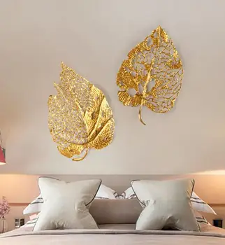 American din Fier Forjat, Frunze de Aur Agățat de Perete Meserii Perete Decor Acasă Living, Birou Pridvor 3D Perete Stciker Ornamente Murale