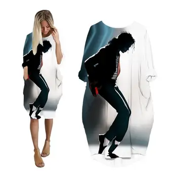 Michael jackson dress vară de imprimare 3d streetwear rochii pentru femei de moda harajuku maneca lunga supradimensionat haine plus dimensiunea îmbrăcăminte