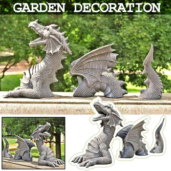 Gotic Dragon De Castal Șanț Statuie Prin Iaz, Oricum, Decoratiuni De Gradina Decor În Aer Liber Ornamente Instrument