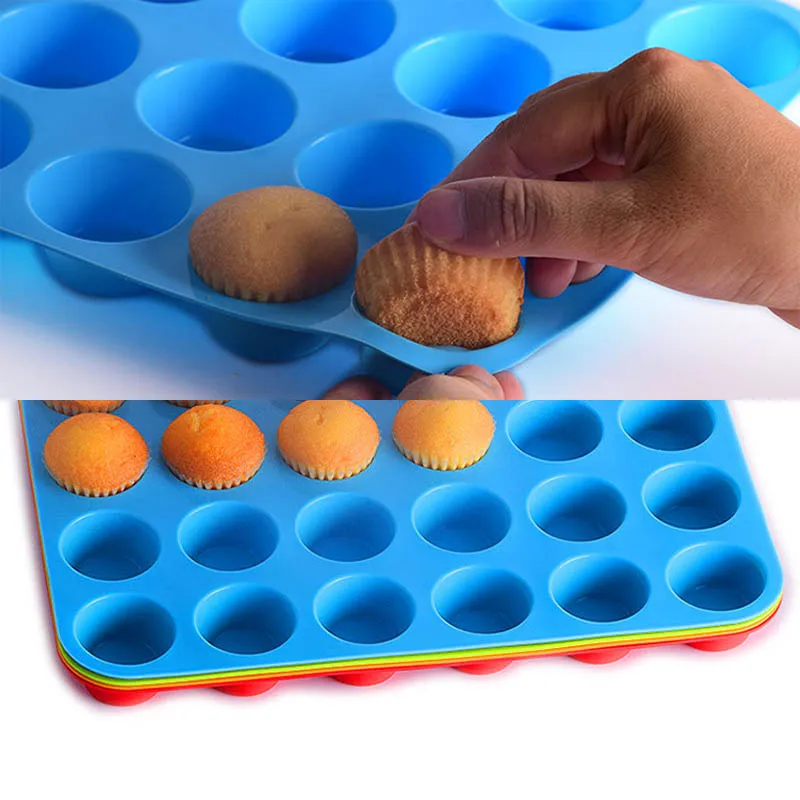 1buc 4Colors Mini Muffin Cupa de Silicon Bomboane de Ciocolata Mucegai de Copt Accesorii Mingea în Formă de 24 De Găuri Gadget-uri de Bucătărie