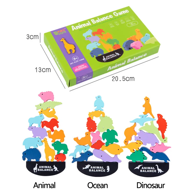 Copilul Jucărie Din Lemn Echilibru Blocarea Animal Joc De Puzzle Color Recunoscut De Educație Timpurie Montessori Copiii Mici Blocuri De Lemn