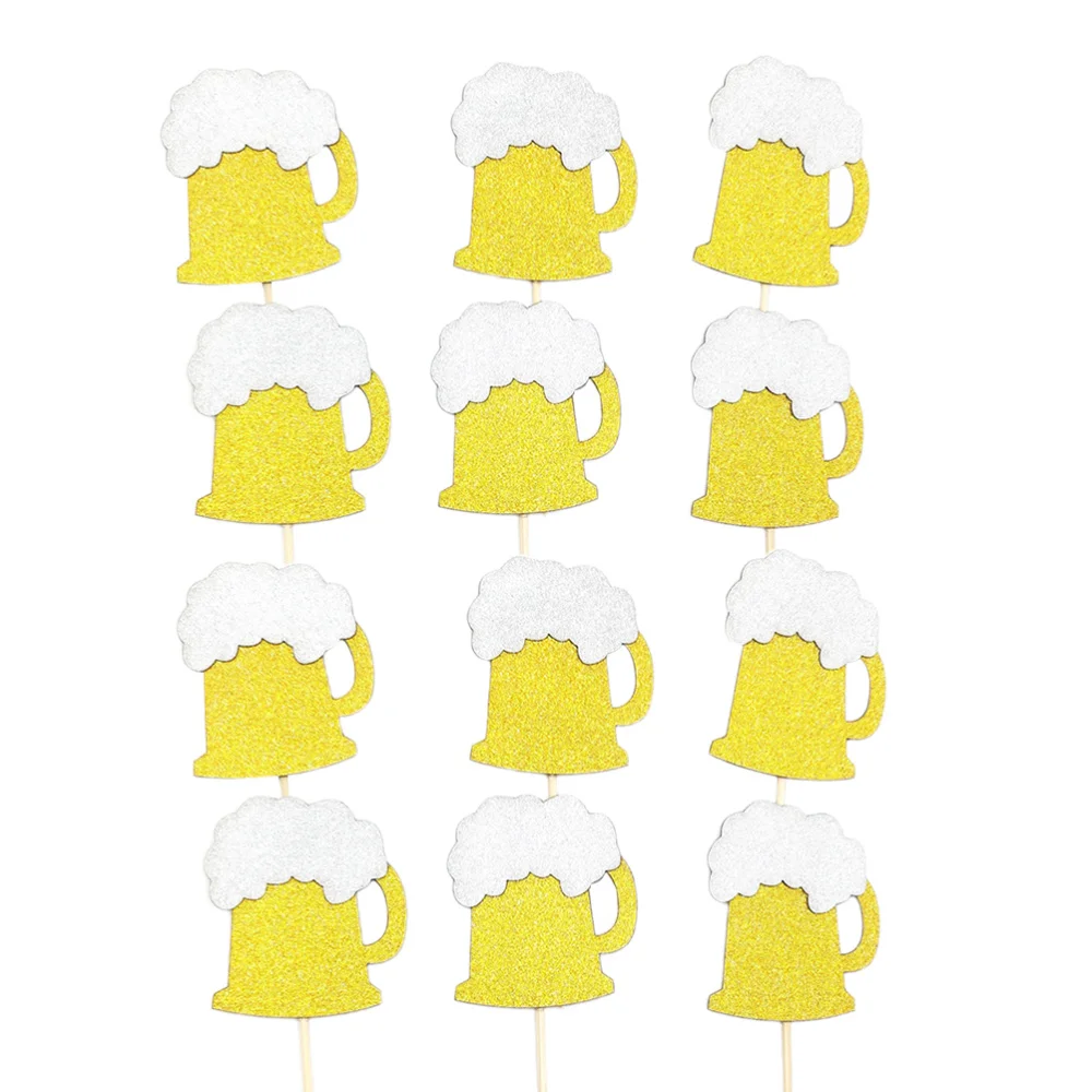 12PCS Flash de Aur Cupa de Bere Forma de Tort Toppers Strălucitoare Tort Ponturi Cupcake Decor Petrecere Consumabile pentru Nunta Aniversare a Festivalului