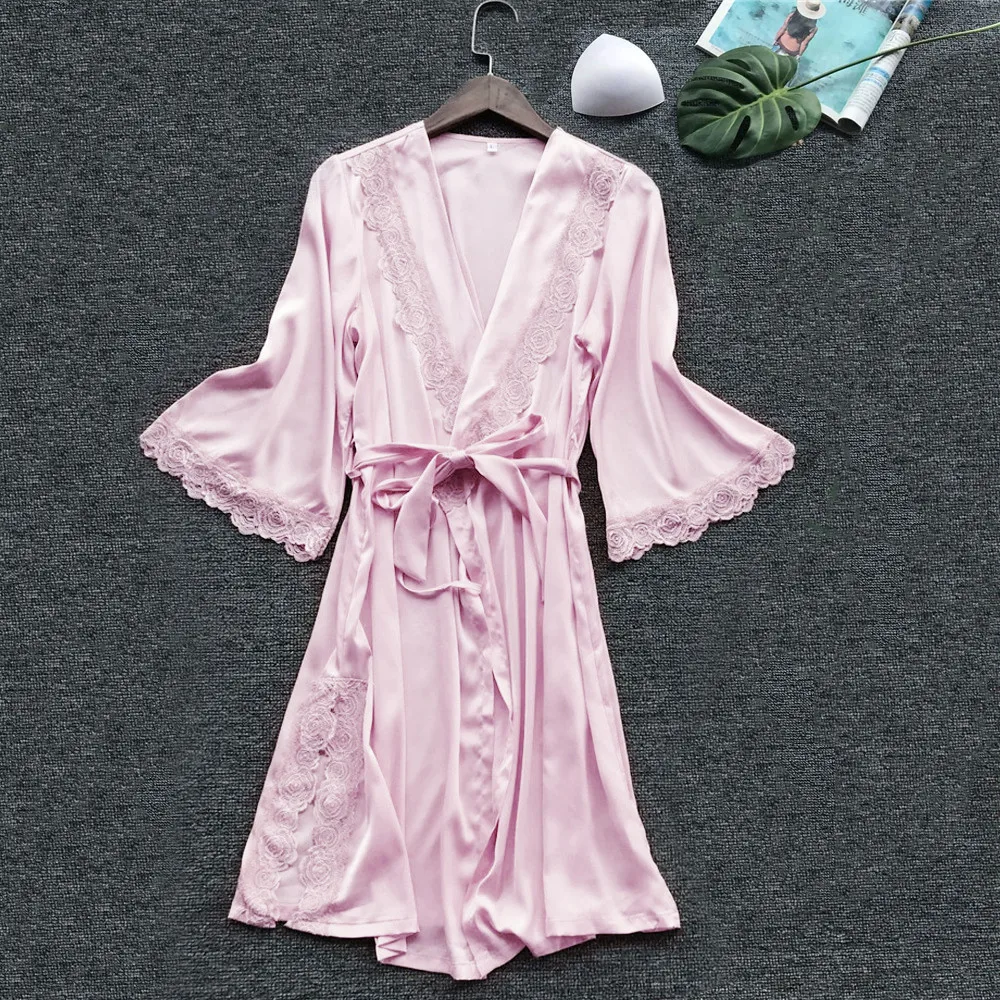 Kimono De Mătase Halat Halat De Baie Femei De Mătase De Onoare Halat Set De Cămăși De Noapte Pijamale Sexy Halate De Satin, Halate Cămașă De Noapte