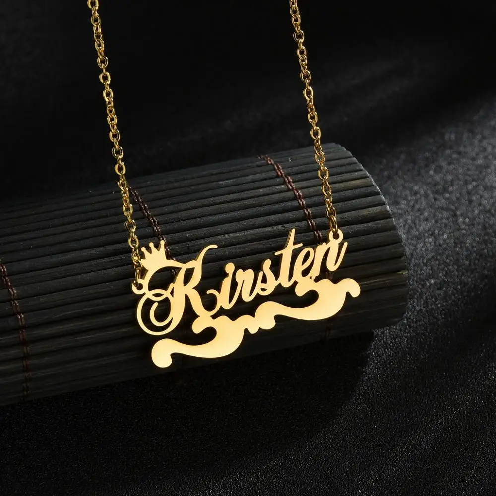 Goxijite Din Oțel Inoxidabil Personalizate Numele Colier Pentru Femei De Aur Spray Numele Cravată Coliere Cel Mai Bun De Bijuterii Cadou