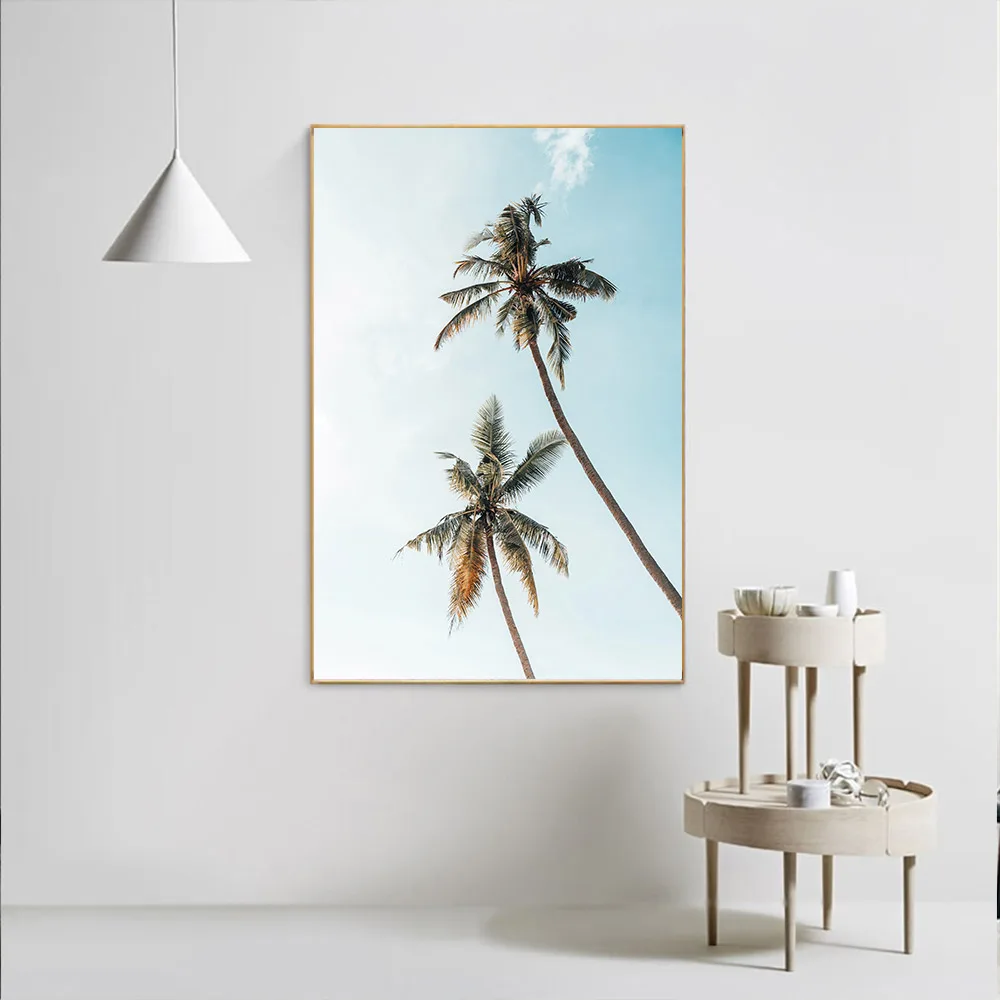 De Nucă De Cocos Mare, Copac, Peisaj Plajă Arta De Perete Poster De Vară, Natură, Peisaj Pictura Panza Verde De Arta De Imprimare Nordic Imagine Decor Acasă